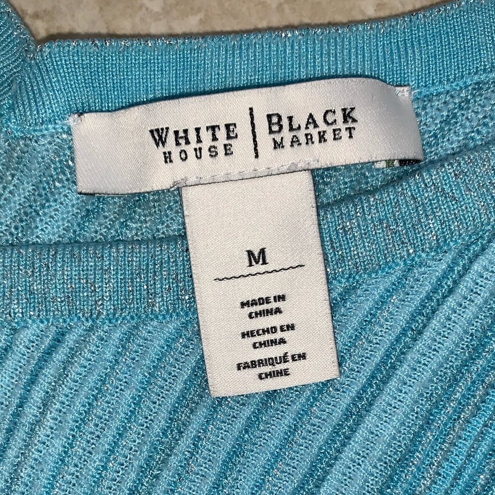 WHBM White House Black Market metallic knit top women’s shirt size medium 10 12 - Picture 5 of 15